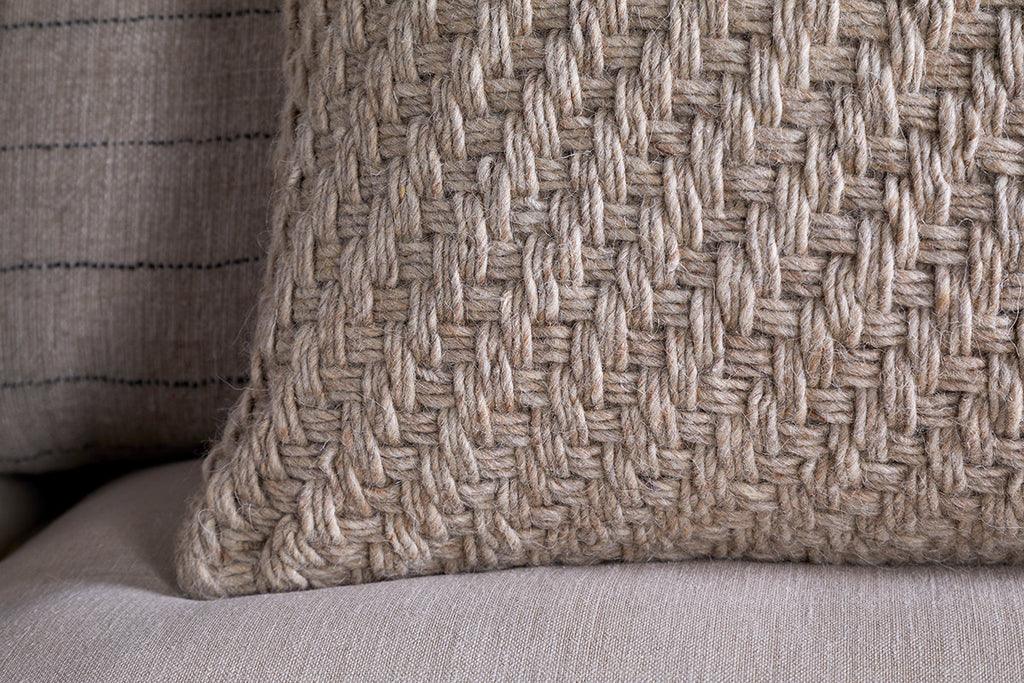 Housse de coussin Atifa en coton et laine - Naturel