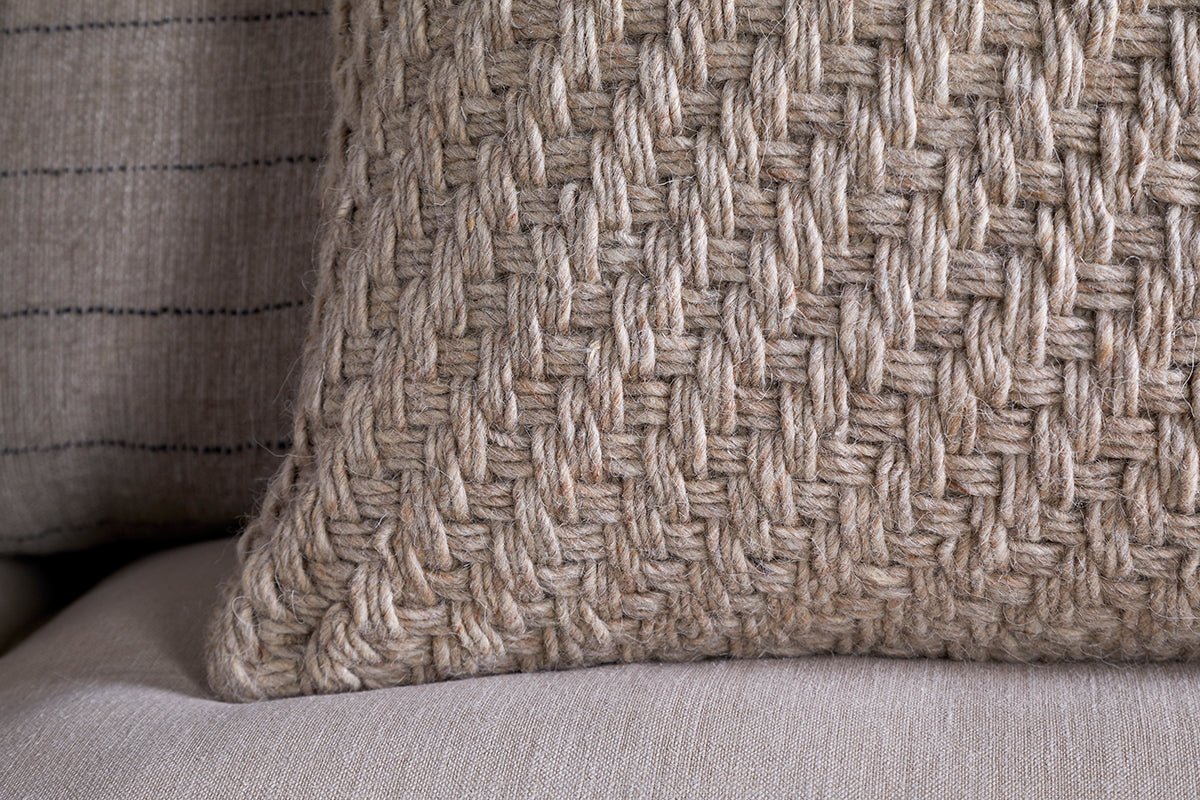 Housse de coussin Atifa en coton et laine - Naturel