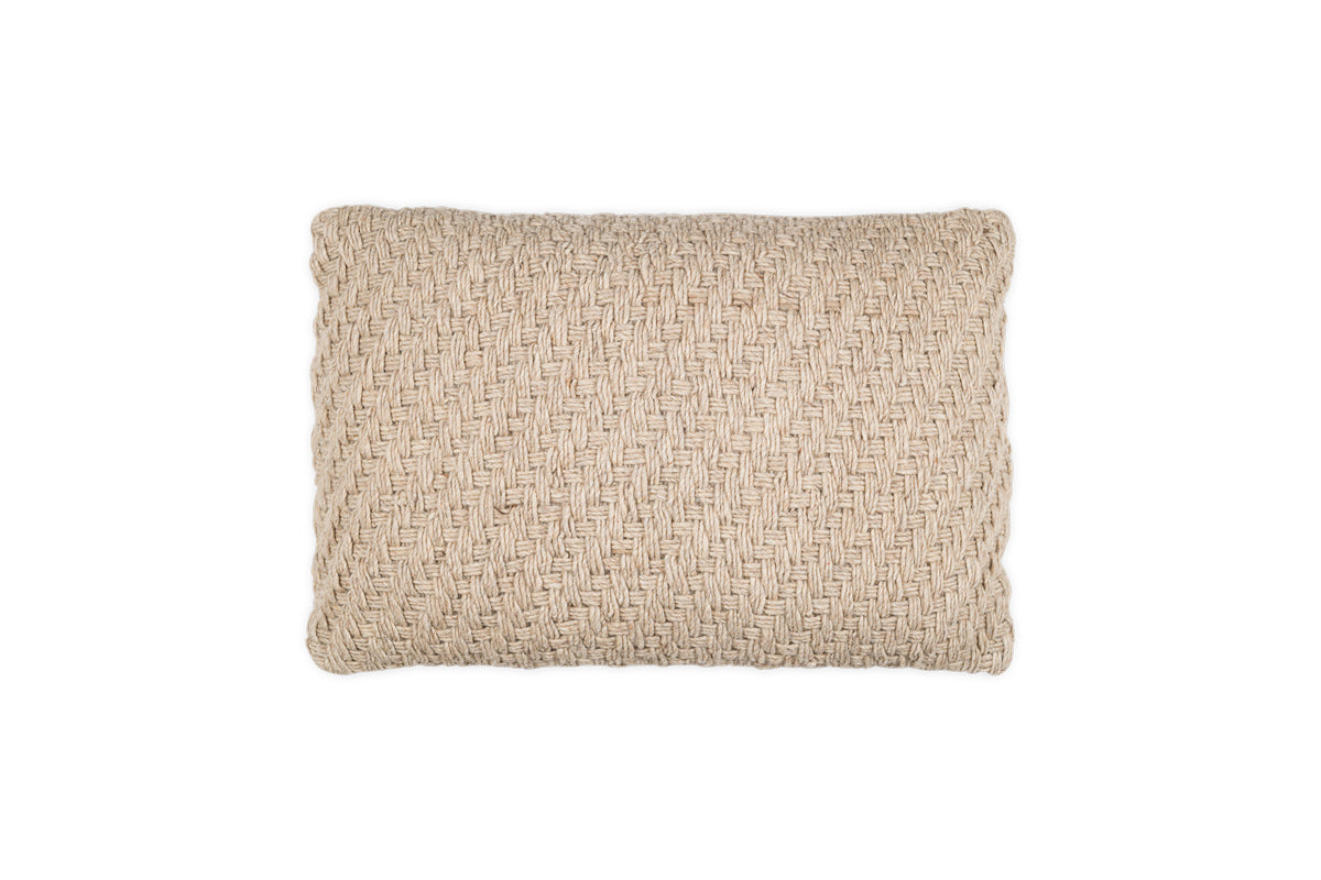 Housse de coussin Atifa en coton et laine - Naturel
