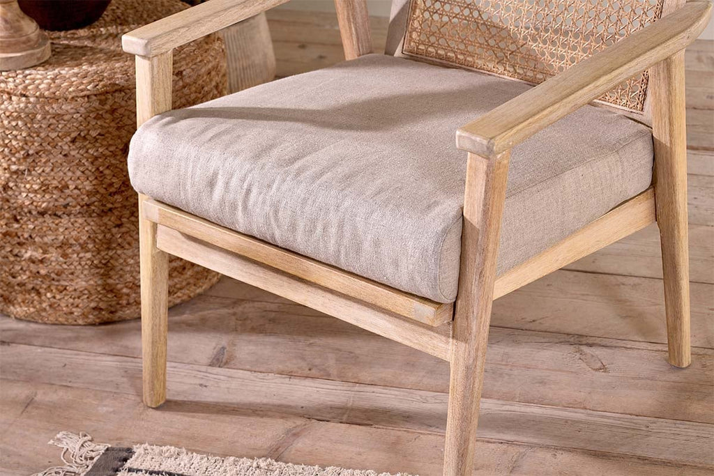 Fauteuil d'appoint Atri en bois de manguier et rotin