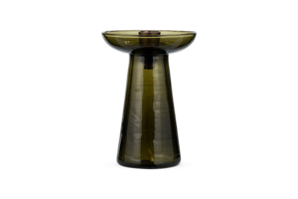 Bougeoir en verre recyclé Avyn - Vert forêt