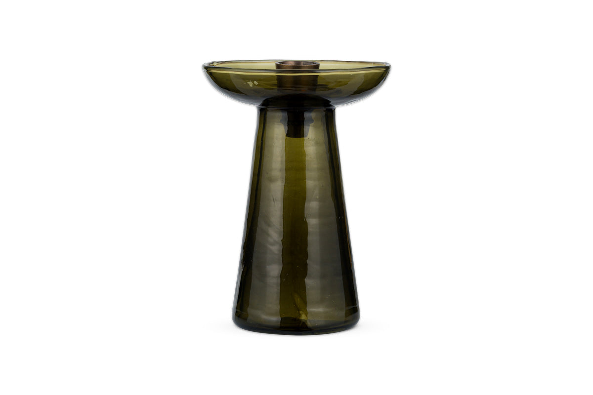 Bougeoir en verre recyclé Avyn - Vert forêt