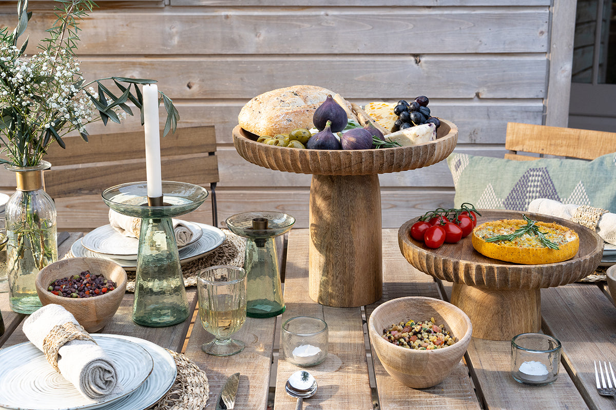 Bougeoir en verre recyclé Avyn - Vert sauge