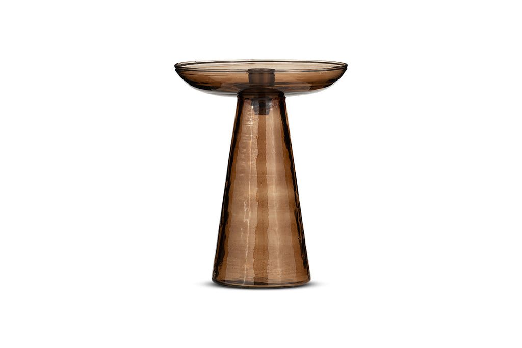 Bougeoir en verre recyclé Avyn - Ambre fumé