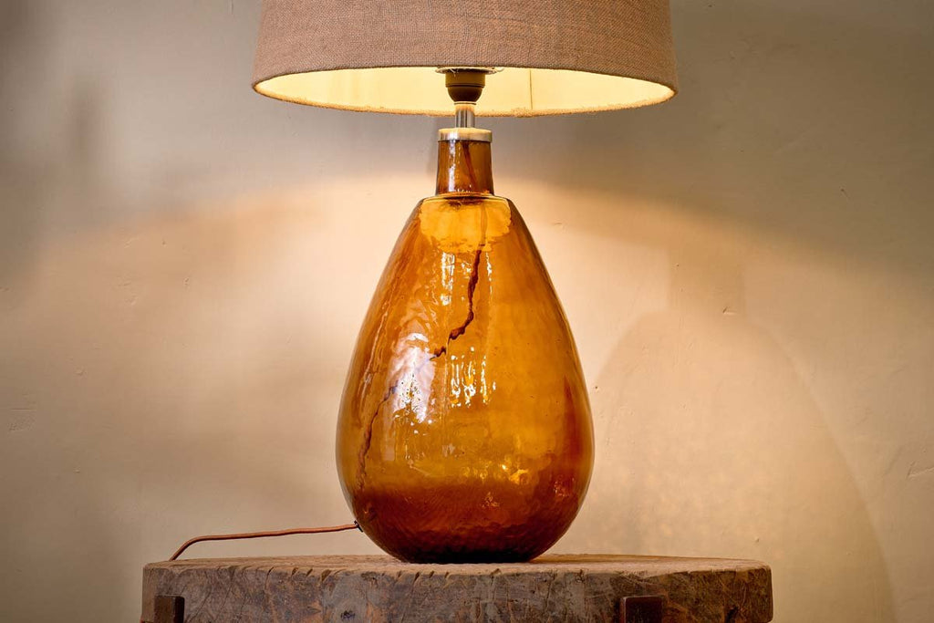 Lampe Baba en verre recyclé - Ambre brûlé - Grande lampe haute