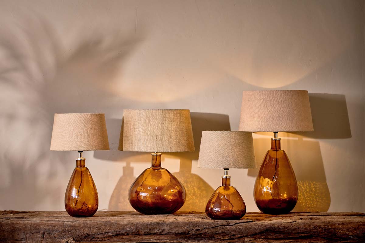 Lampe Baba en verre recyclé - Ambre brûlé - Grande lampe haute