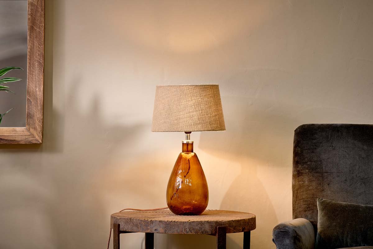 Lampe Baba en verre recyclé - Ambre brûlé - Petite et haute