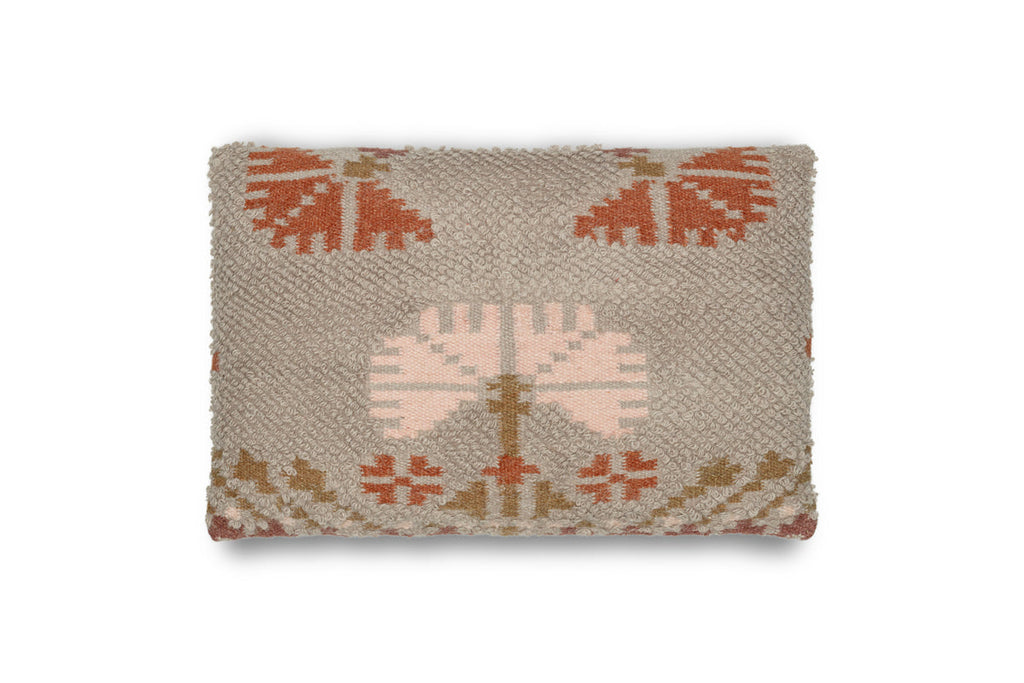 Housse de coussin Bagru en laine et coton - Gris clair