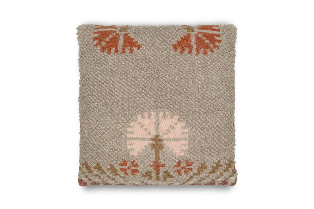 Housse de coussin Bagru en laine et coton - Gris clair