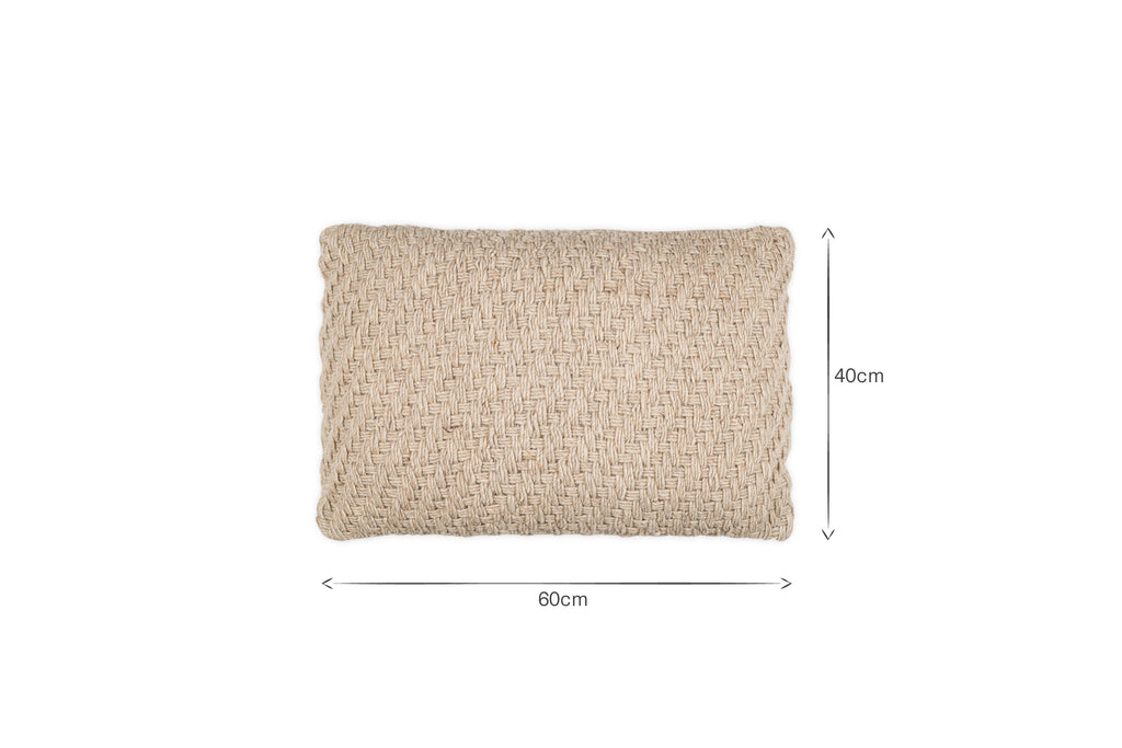 Housse de coussin Atifa en coton et laine - Naturel