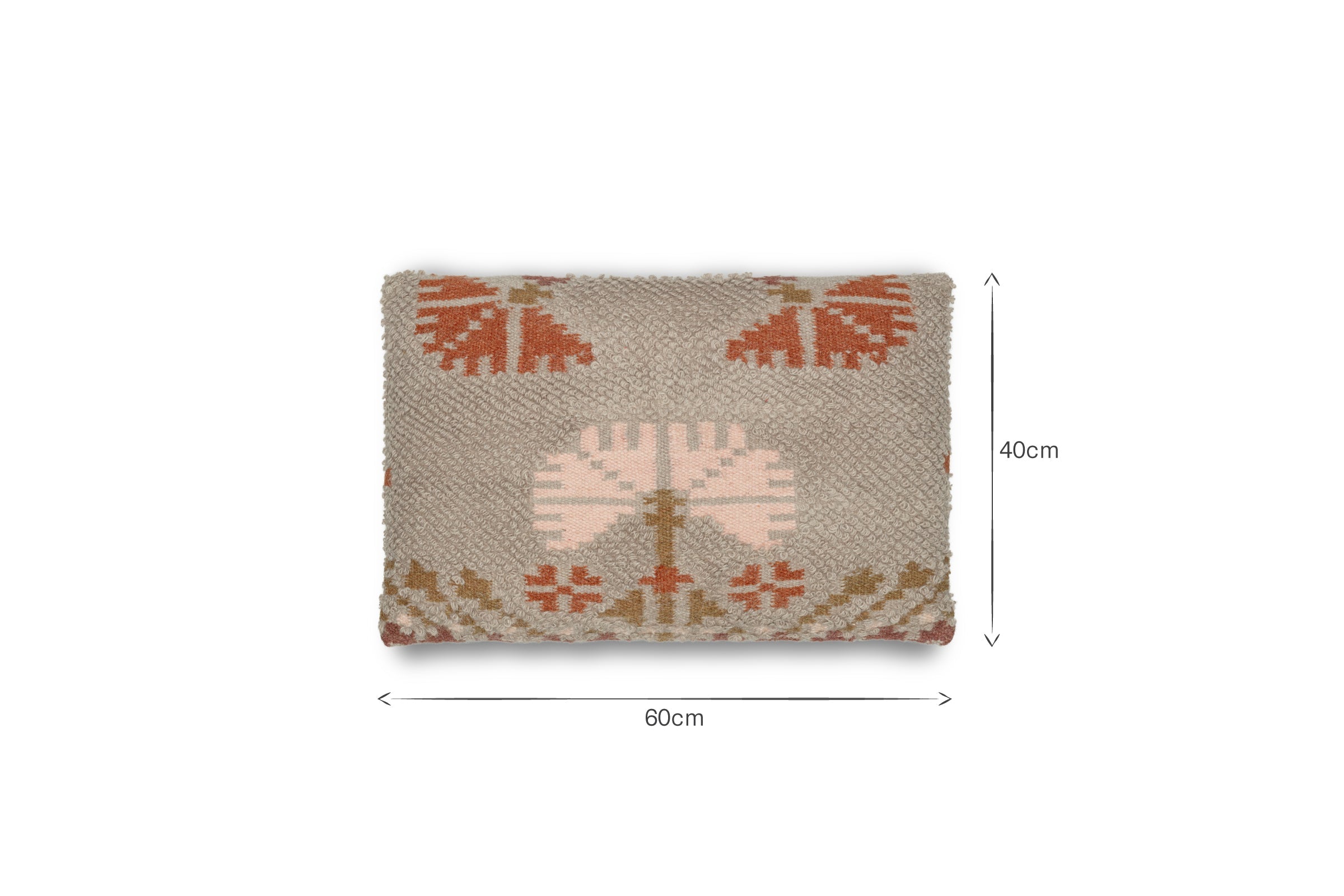 Housse de coussin Bagru en laine et coton - Gris clair