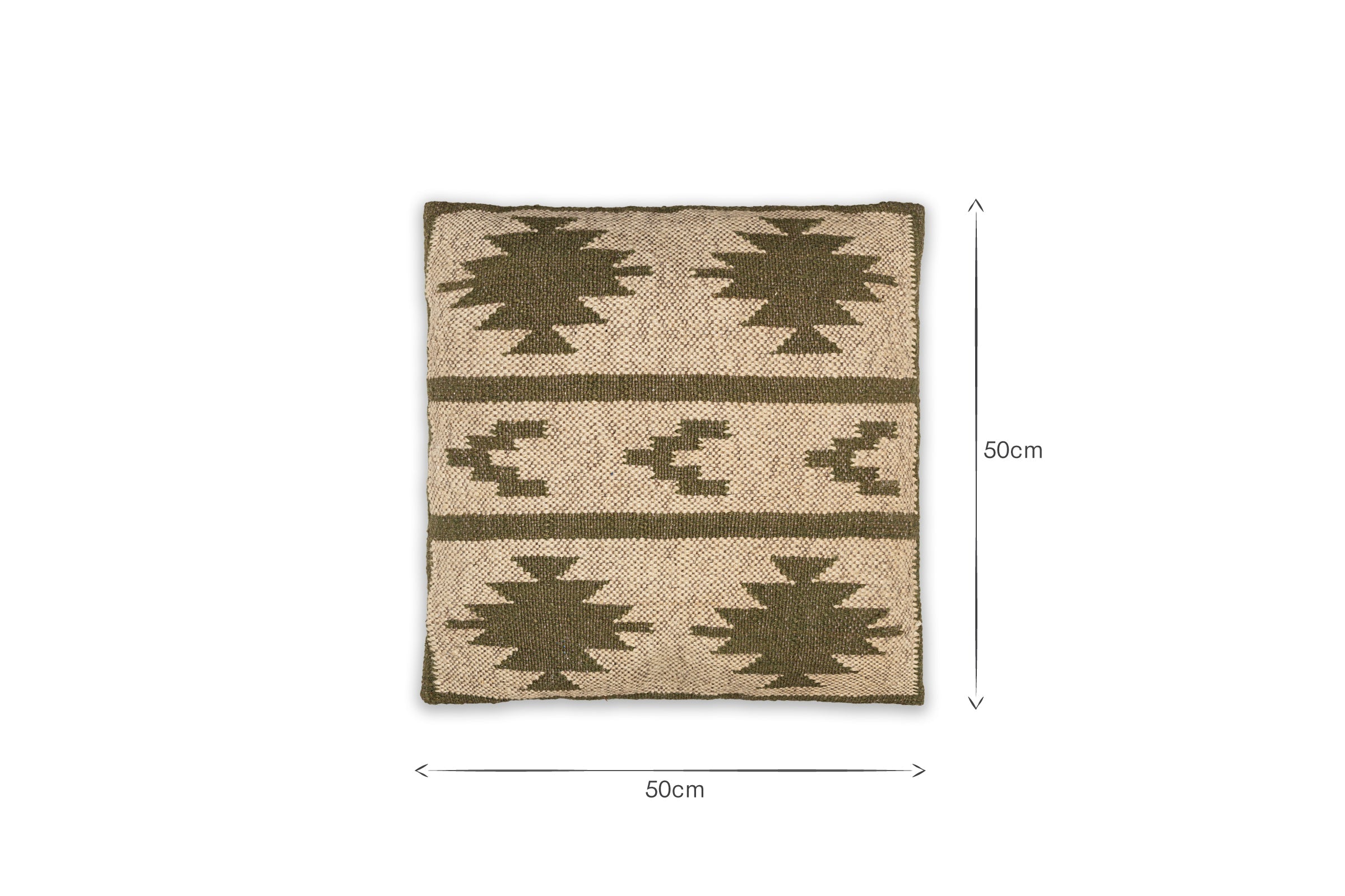 Housse de coussin Bhumi en laine et jute - Vert mousse