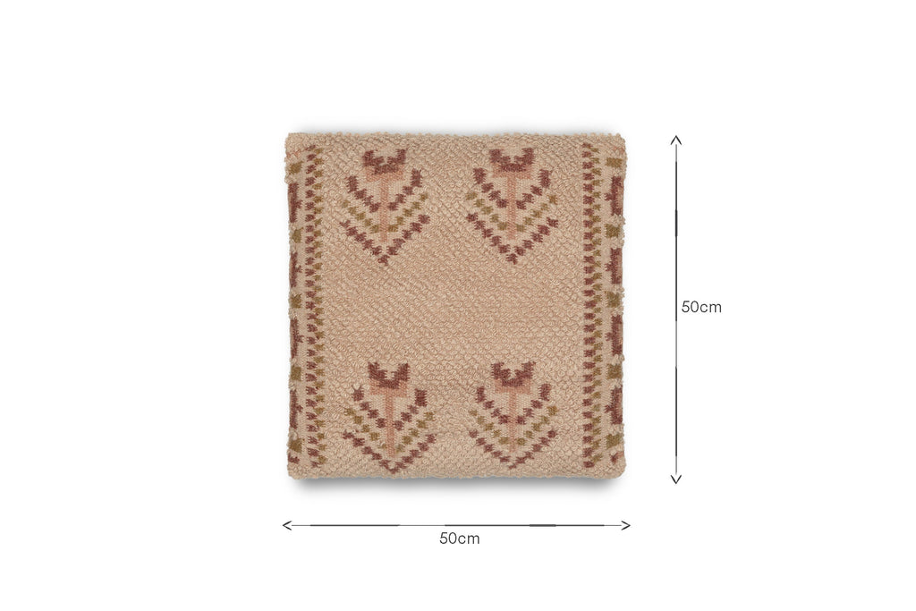 Housse de coussin Kandy en laine et coton - Rose poudré