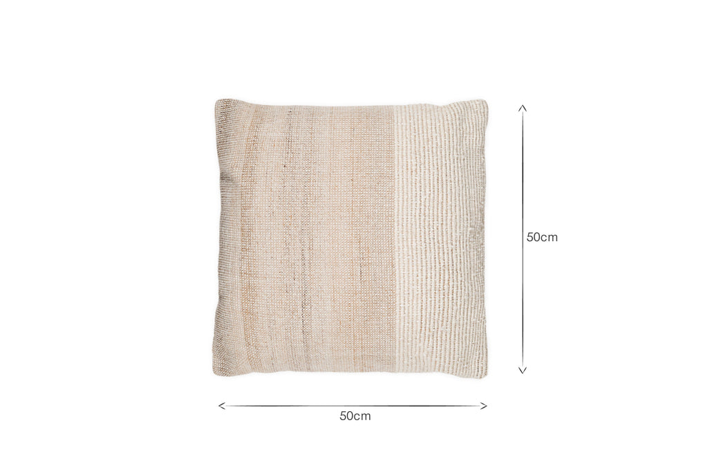Housse de coussin Karaya en coton et laine - Naturel