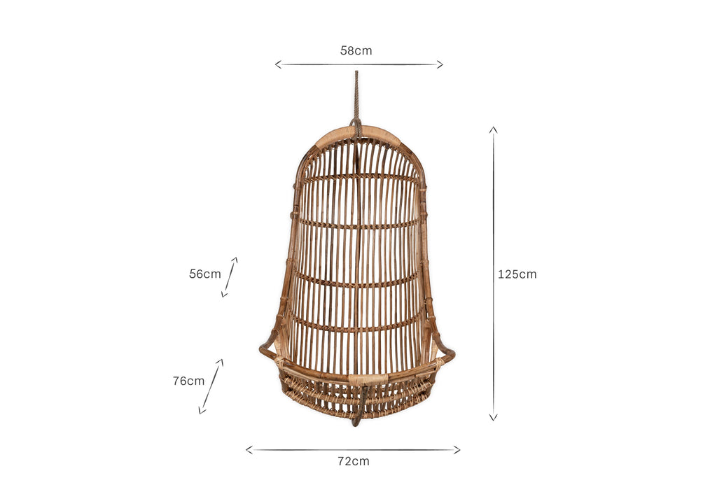 Fauteuil suspendu en rotin Nesari - Naturel