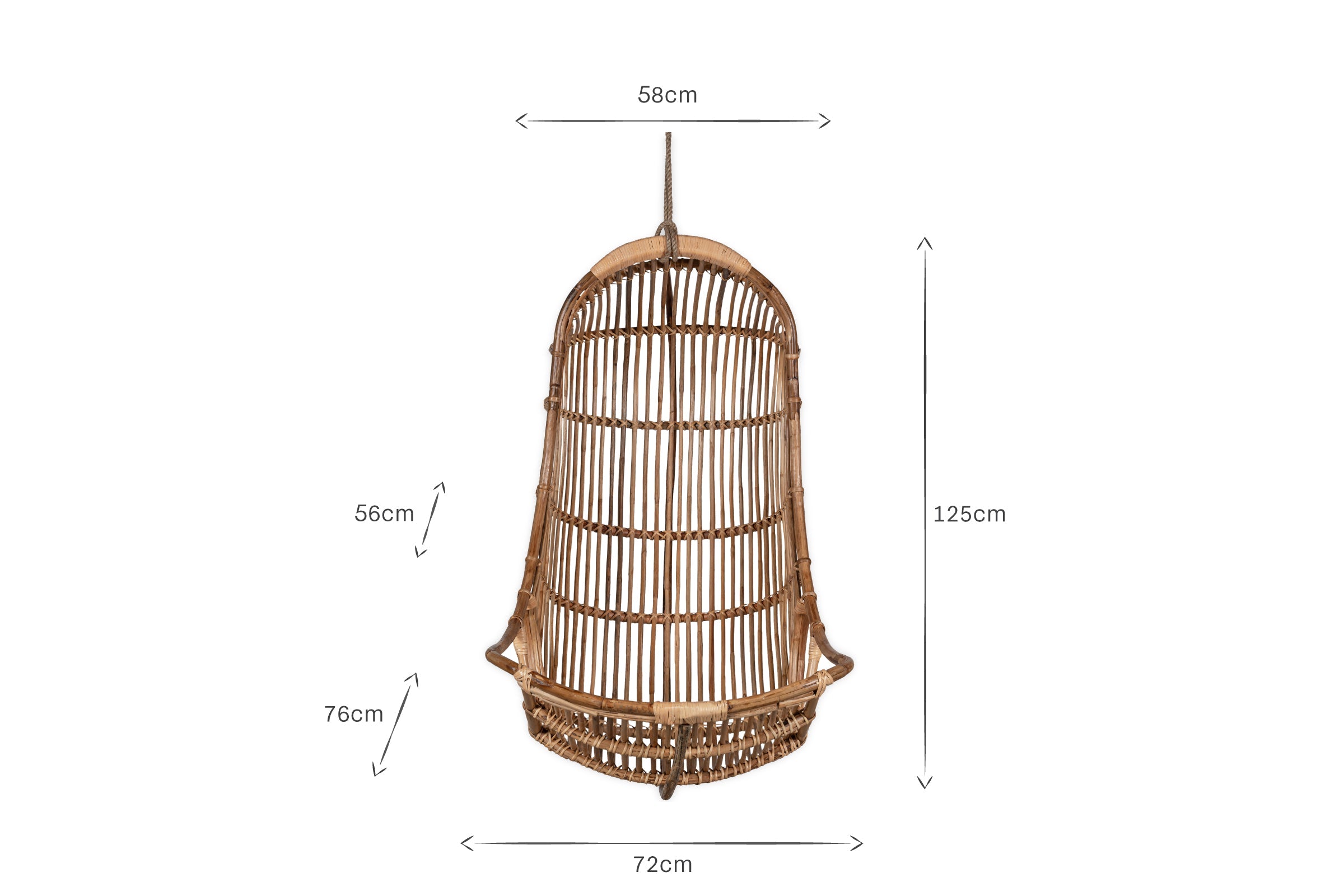 Fauteuil suspendu en rotin Nesari - Naturel