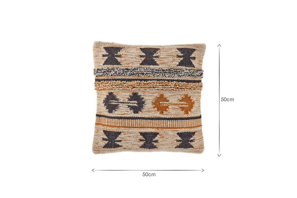 Housse de coussin Tussi Ami - Moutarde et gris