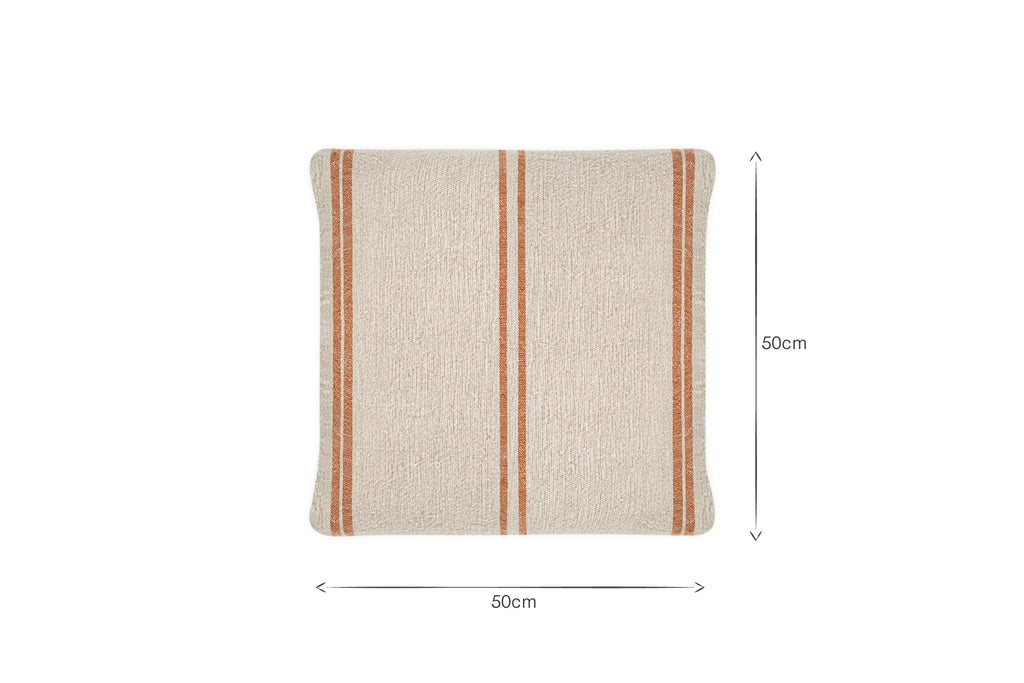 Housse de coussin à rayures en lin Tajana - Rouille