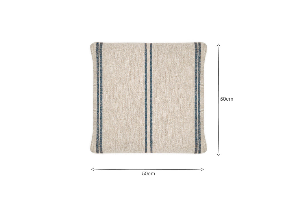 Housse de coussin à rayures en lin Tendali - Bleu marine