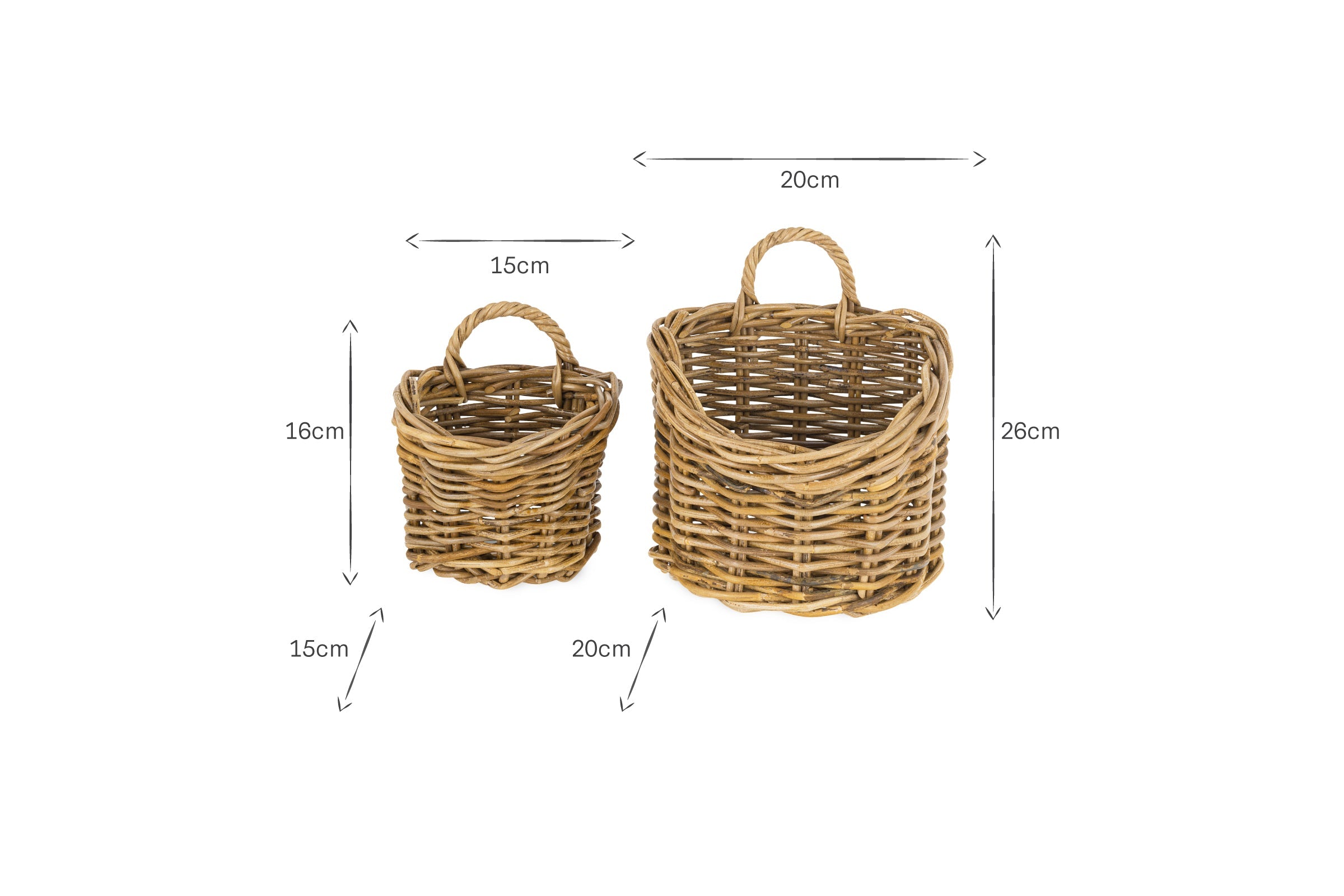Paniers suspendus en rotin Zawar - Naturel (Ensemble de 2)