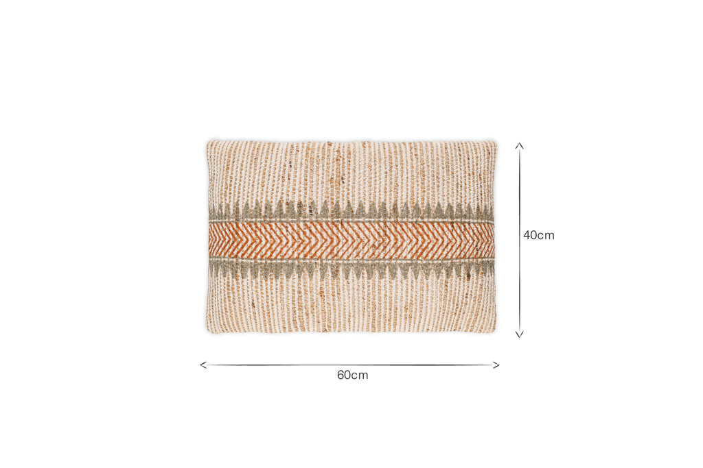 Housse de coussin Zairya en jute et coton - Naturel et rouille