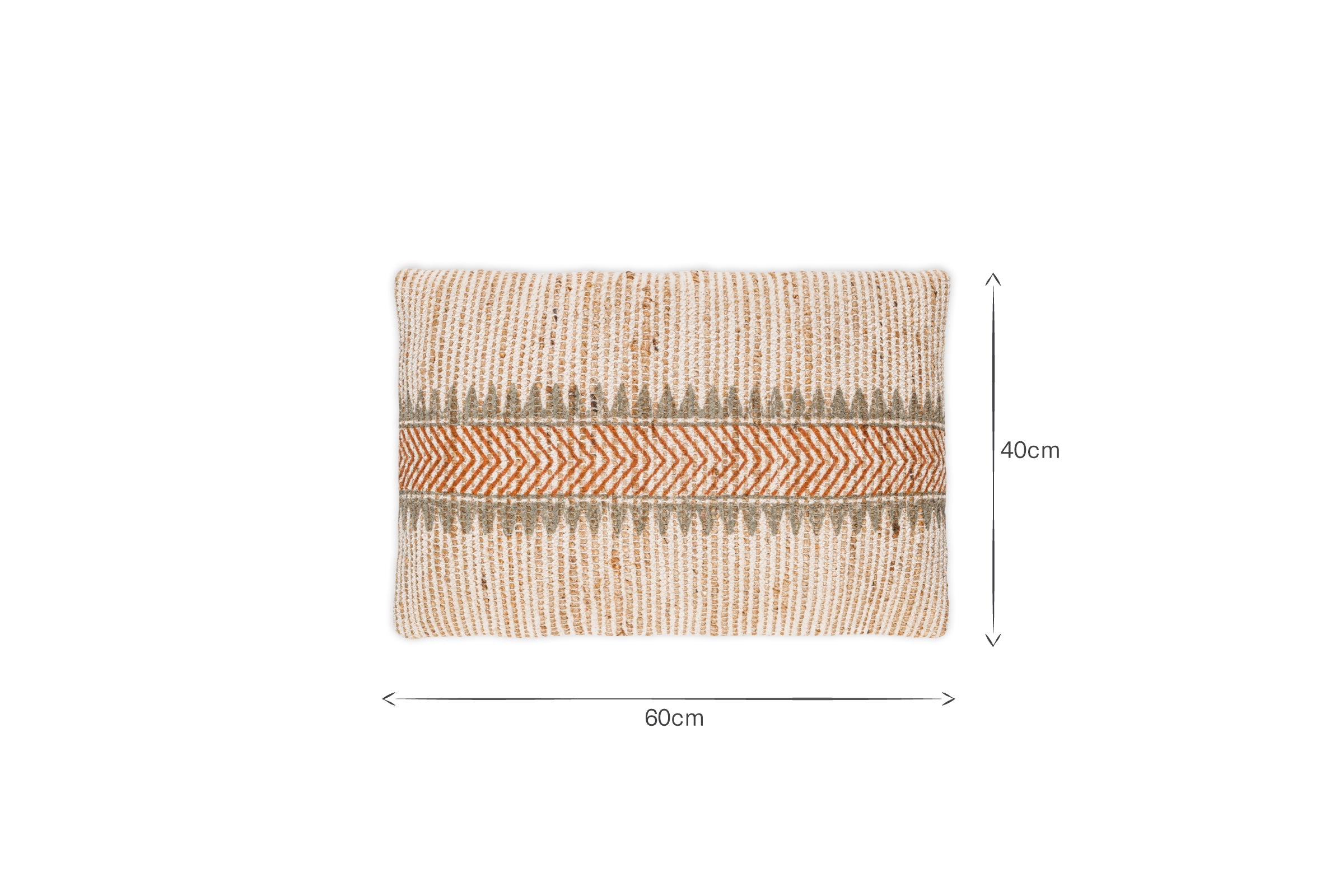 Housse de coussin Zairya en jute et coton - Naturel et rouille