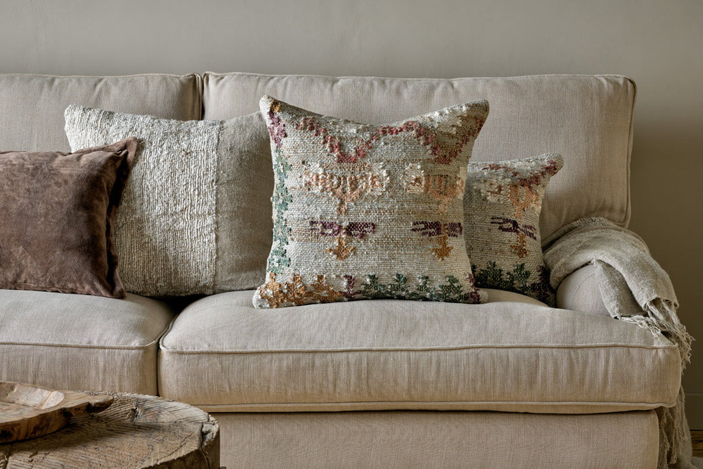 Housse de coussin Dantri en jute et coton - Gris clair