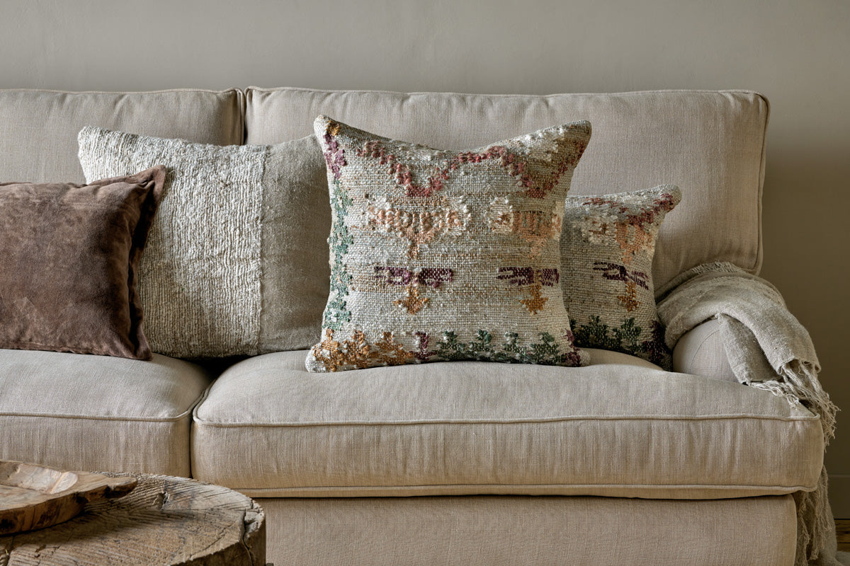 Housse de coussin Dantri en jute et coton - Gris clair