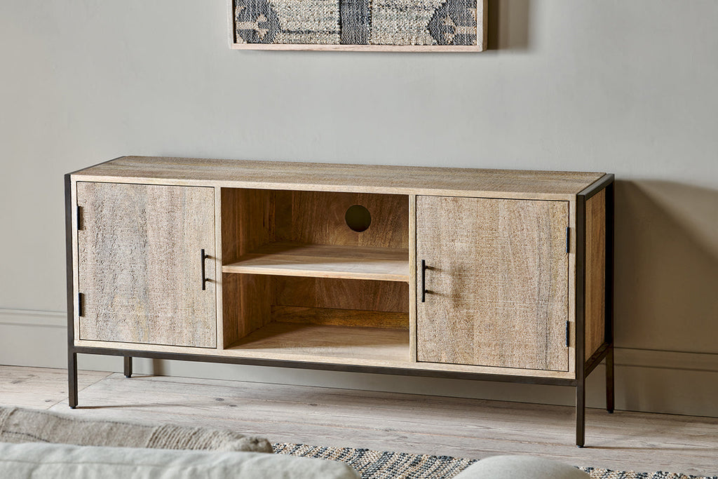 Unité multimédia en bois de manguier Dasai