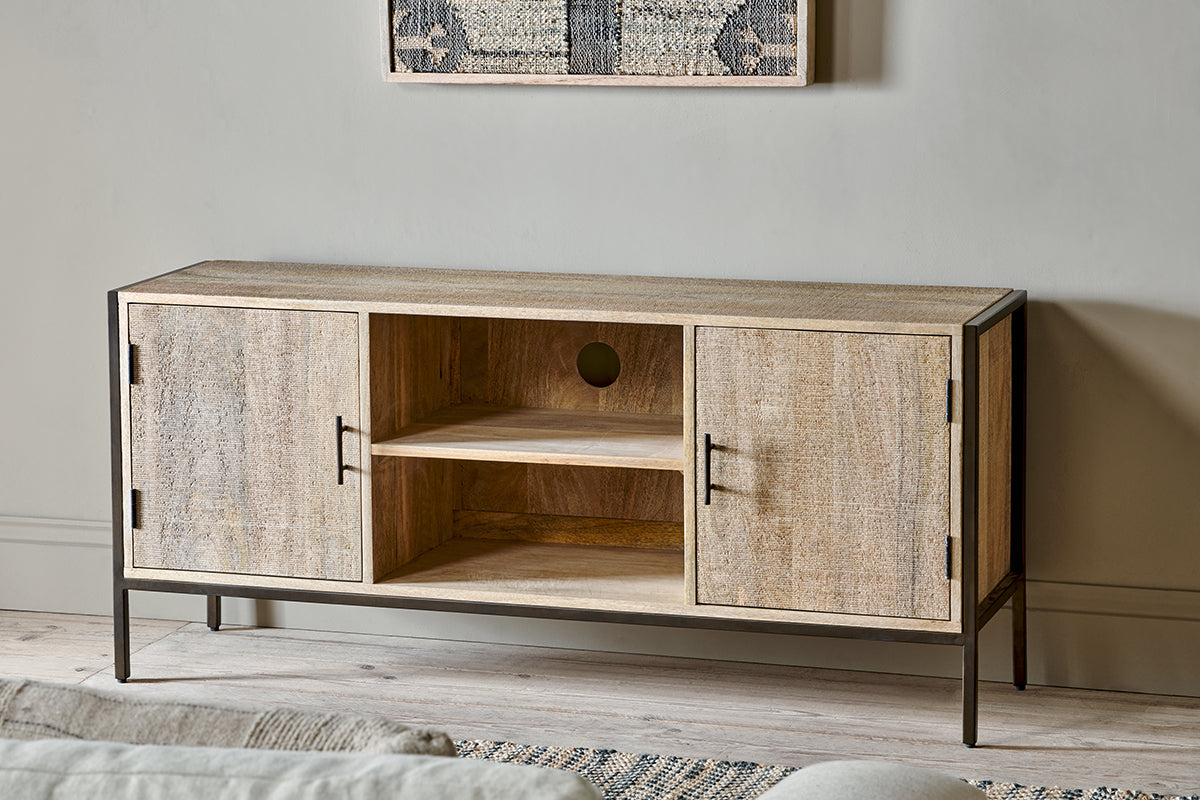 Unité multimédia en bois de manguier Dasai