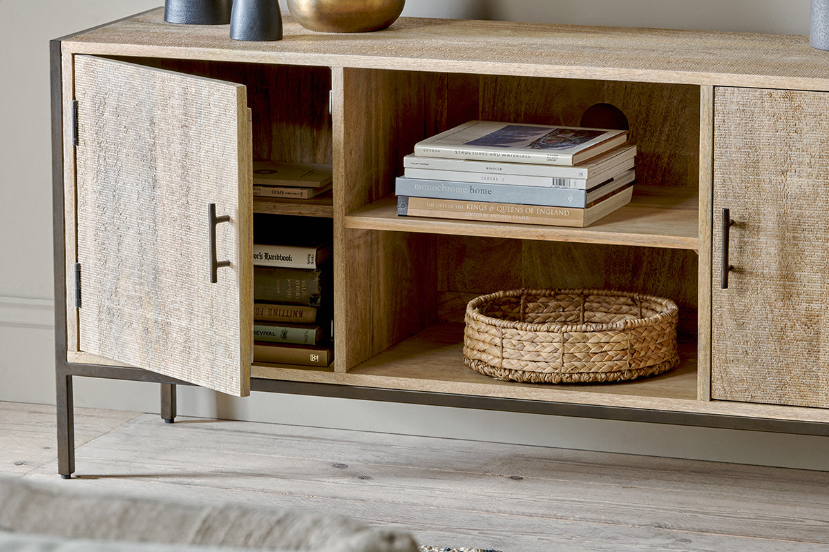 Unité multimédia en bois de manguier Dasai