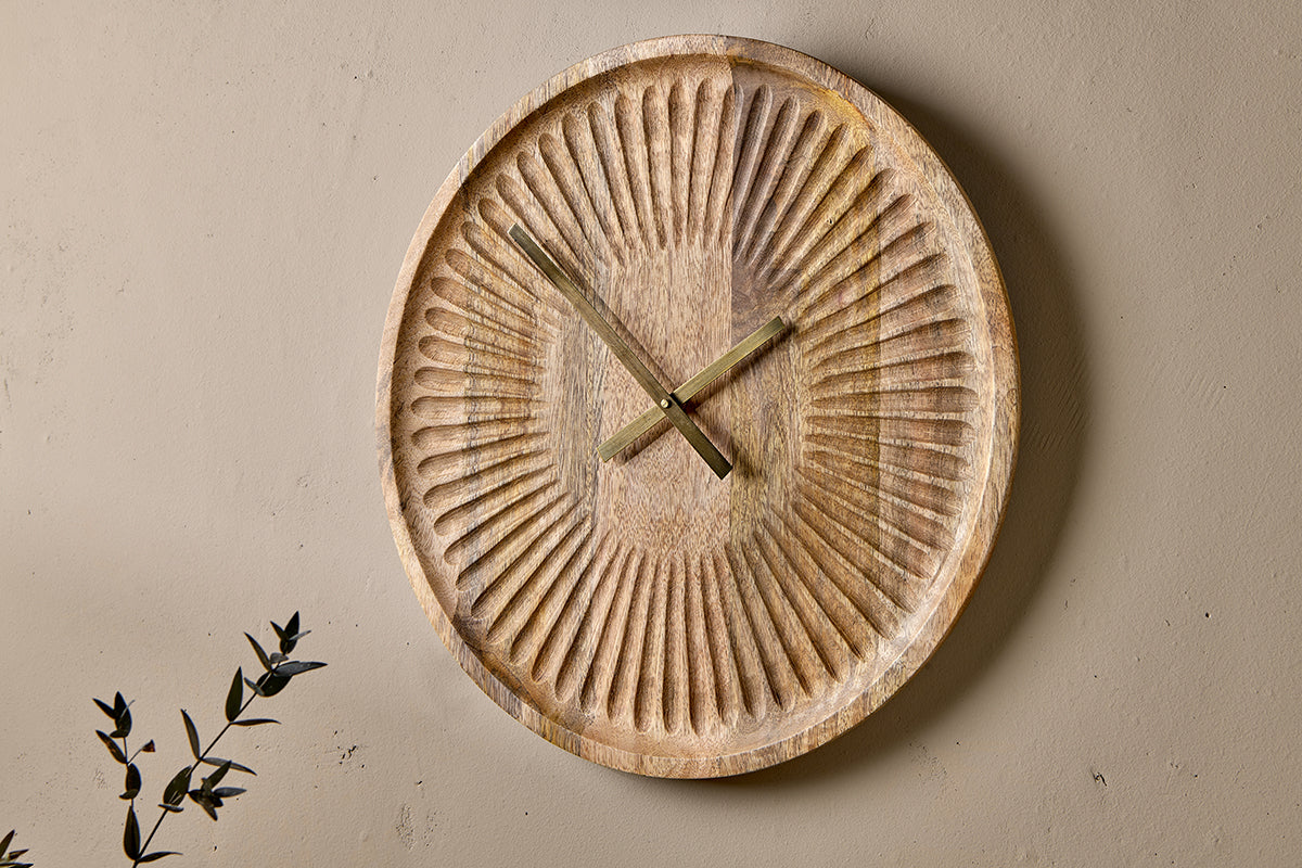 Horloge en bois de manguier Deevena