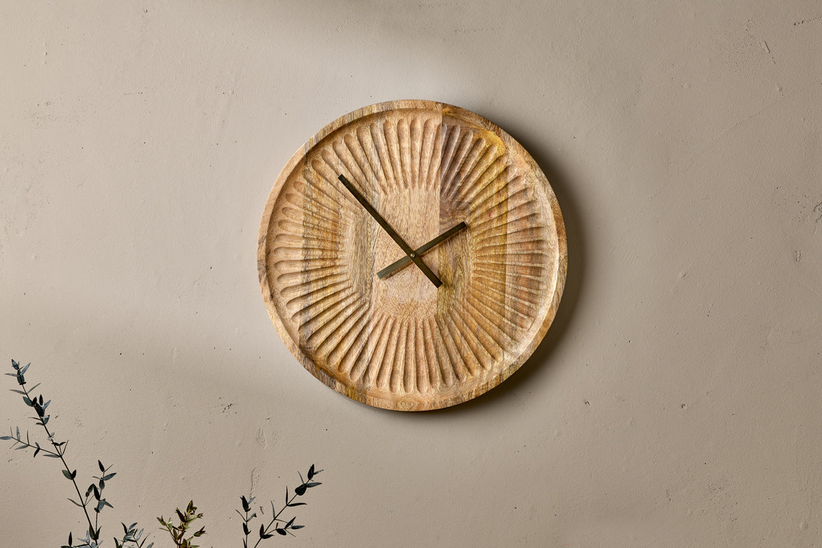 Horloge en bois de manguier Deevena