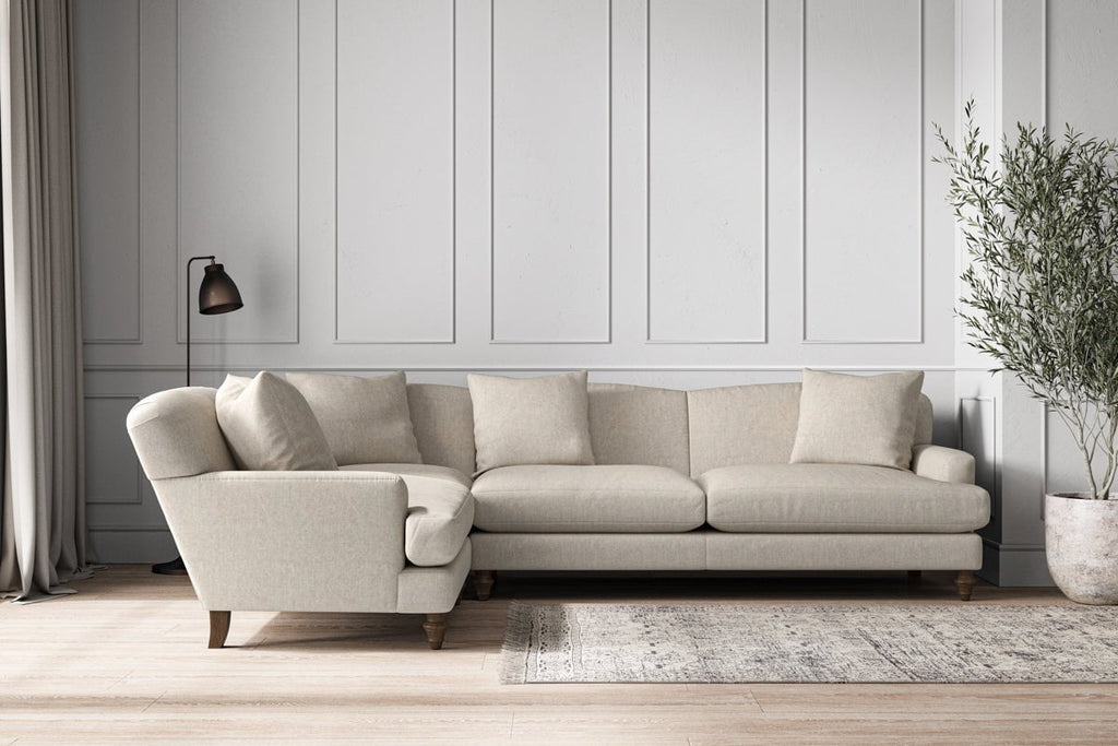 Canapé d'angle gauche Deni Grand - Lin Brera Naturel