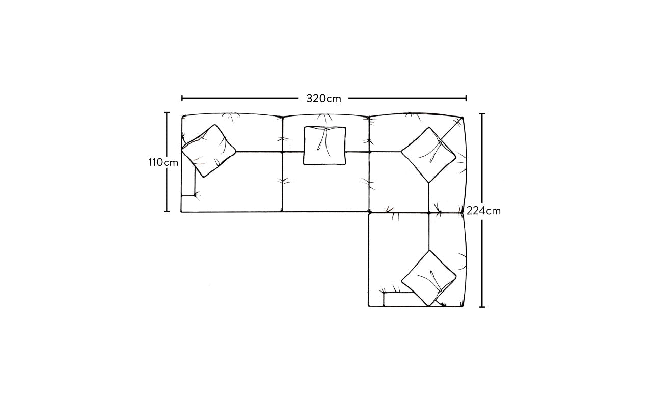 Canapé d'angle droit Deni Grand - Lin Brera Naturel