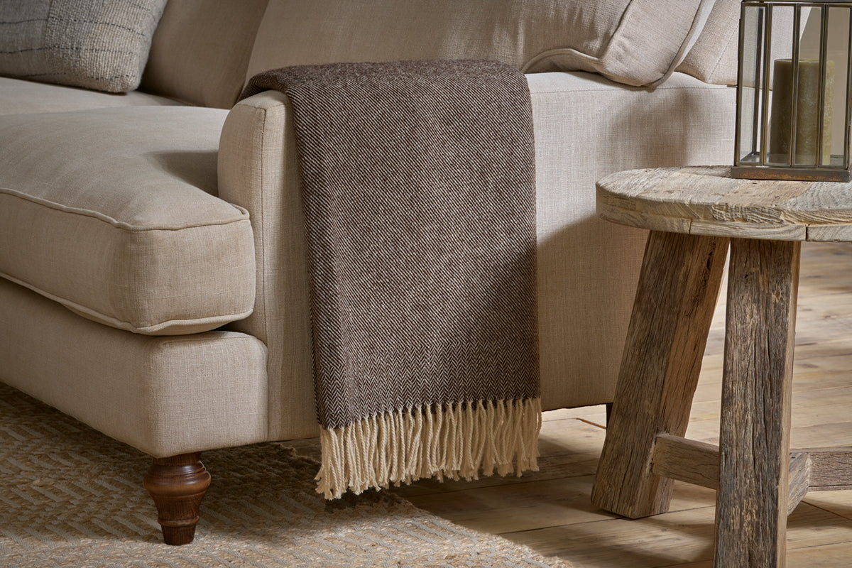 Plaid en laine Dilli - Marron foncé