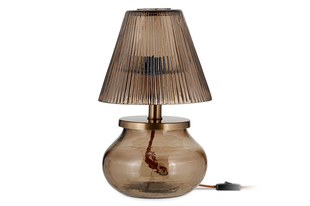 Lampe de table Dimalai en verre recyclé - Brun fumé