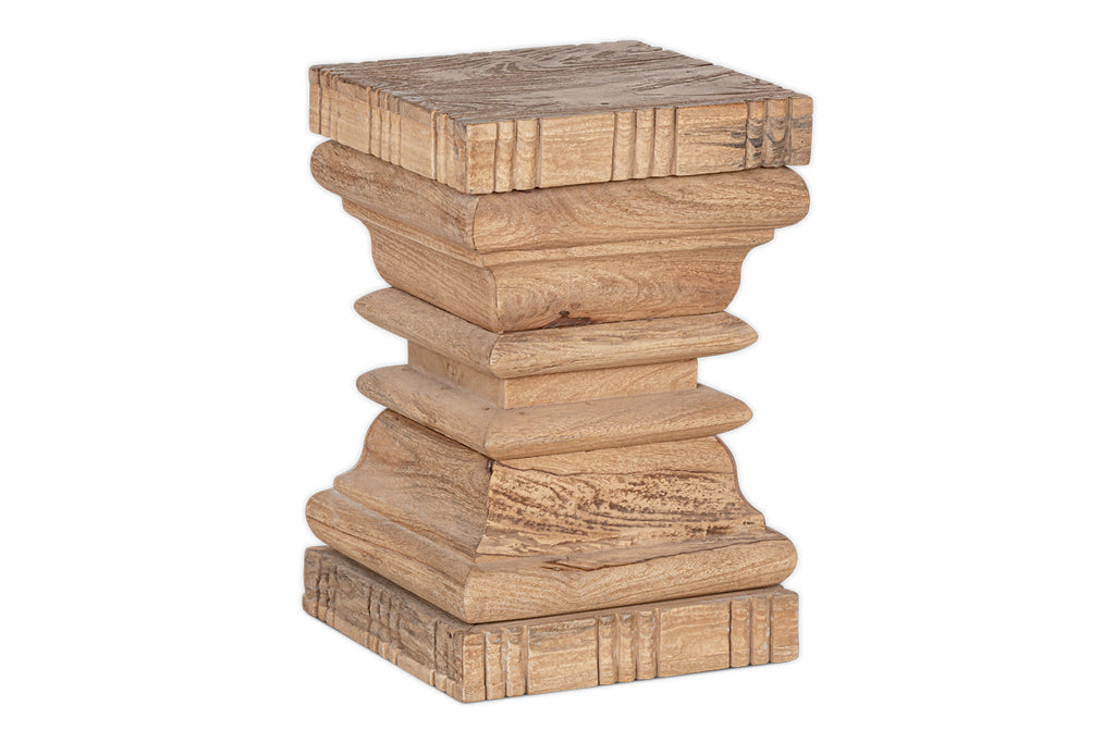 Table d'appoint Disha en bois de manguier sculpté - Naturel