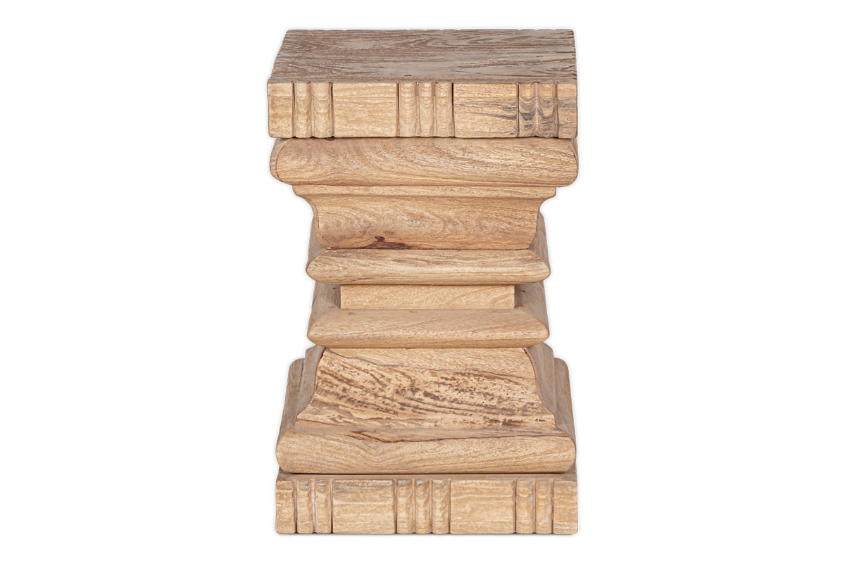 Table d'appoint Disha en bois de manguier sculpté - Naturel