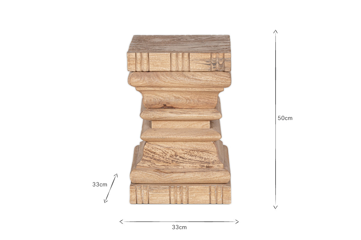 Table d'appoint Disha en bois de manguier sculpté - Naturel