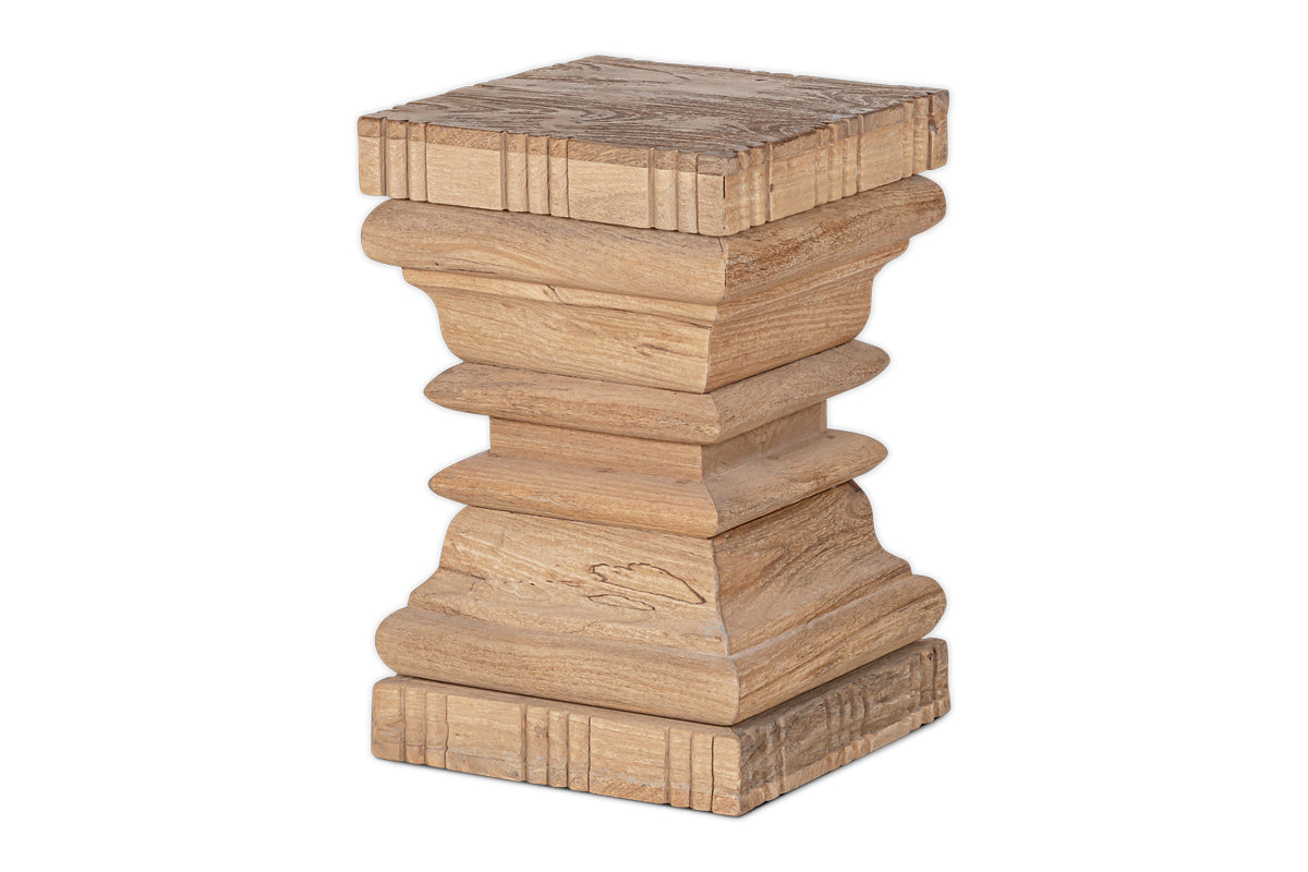 Table d'appoint Disha en bois de manguier sculpté - Naturel