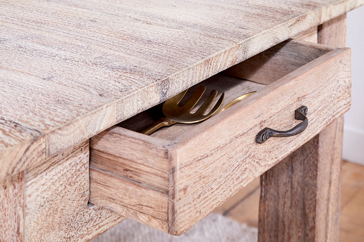 Table de salle à manger Fioni en bois recyclé - Naturel