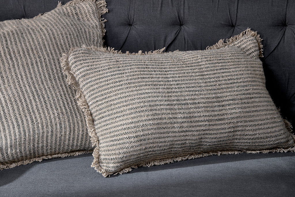 Housse de coussin Gili Linen - Vert foncé et naturel
