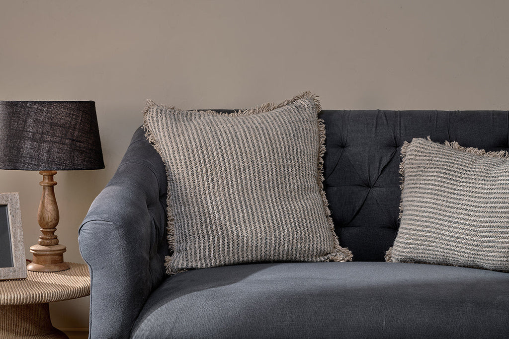 Housse de coussin Gili Linen - Vert foncé et naturel