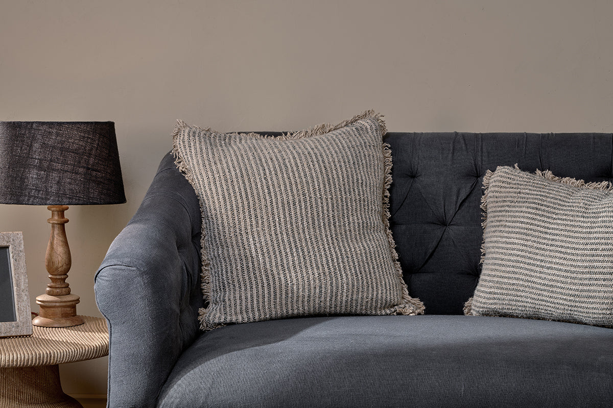 Housse de coussin Gili Linen - Vert foncé et naturel