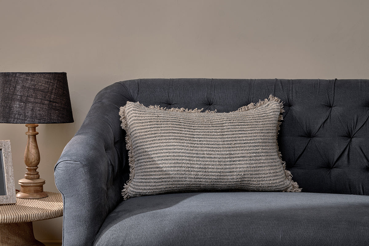 Housse de coussin Gili Linen - Vert foncé et naturel