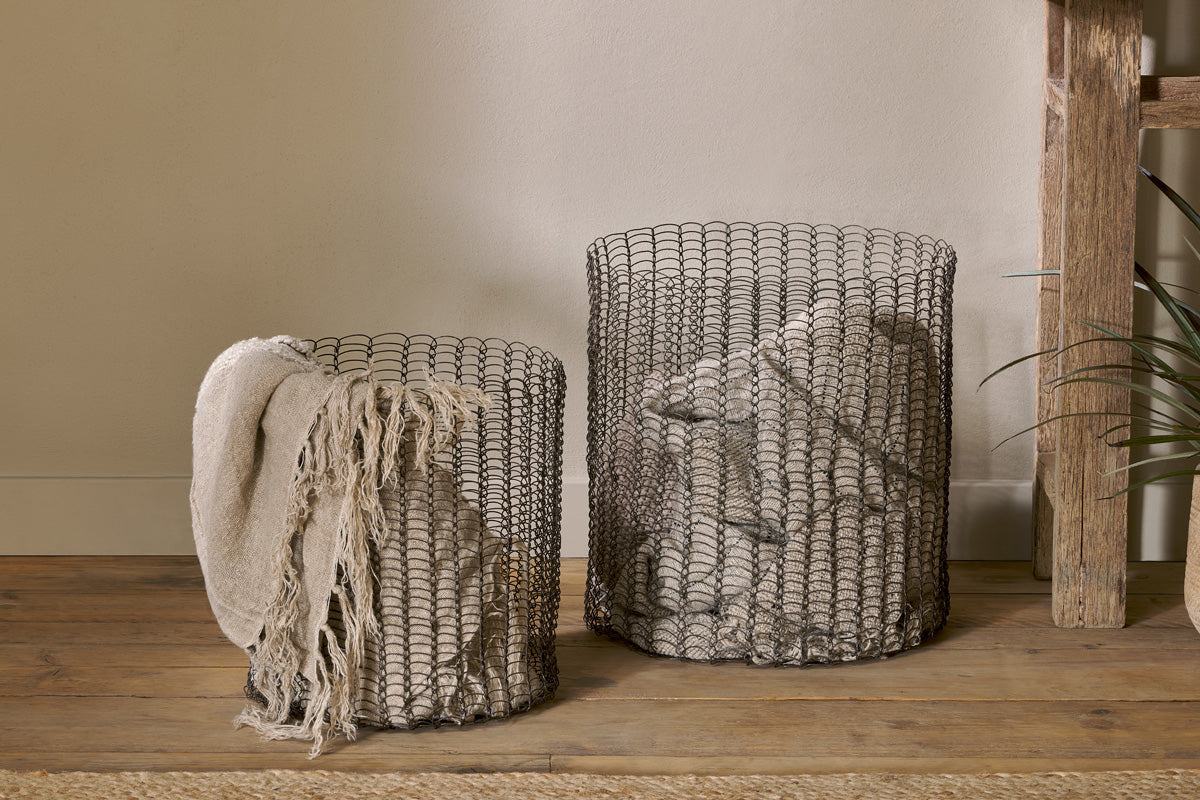 Panier en fer Gosaba - Laiton vieilli (Lot de 2)