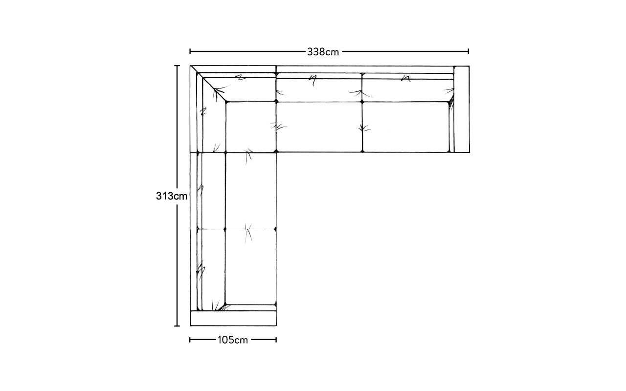 Canapé d'angle gauche Guddu Grand - Lin Brera Naturel