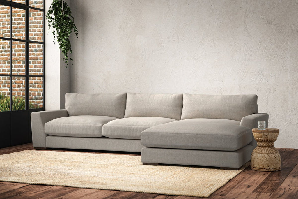 Canapé méridienne Guddu Large avec accoudoir droit - Lin Brera Naturel