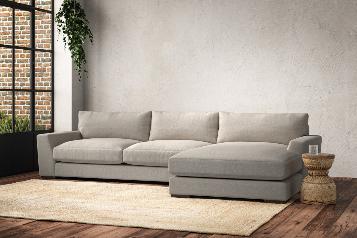 Canapé méridienne Guddu Large avec accoudoir droit - Lin Brera Naturel